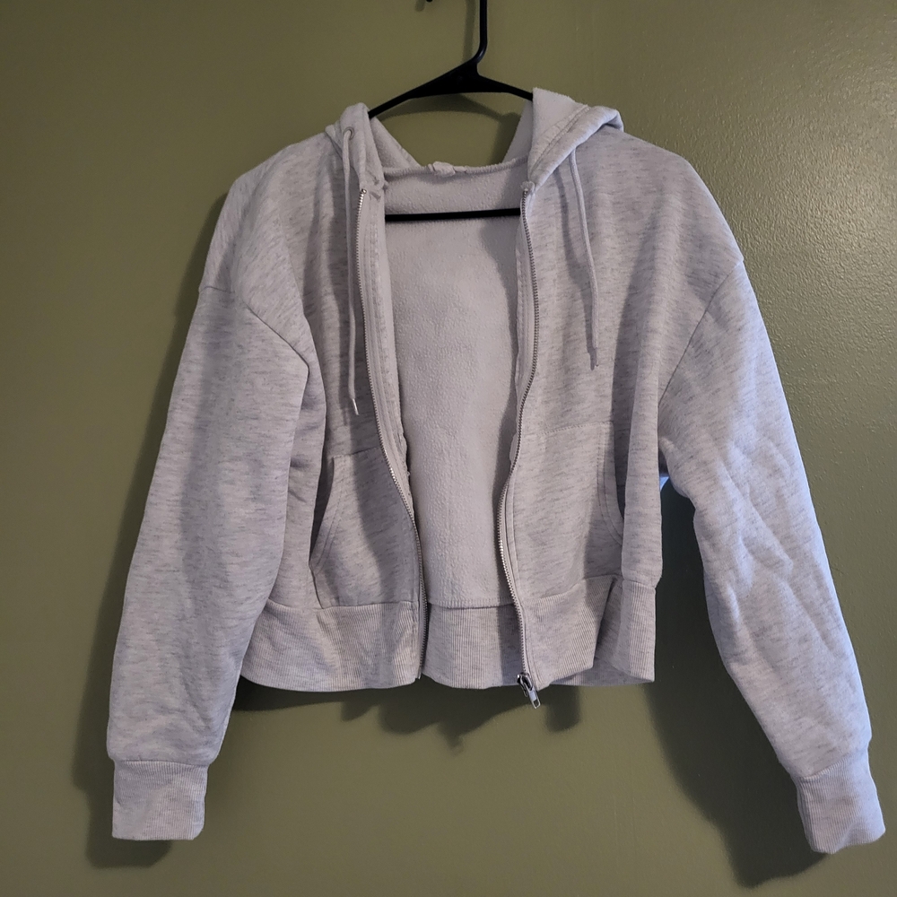 Women's Gray Zip-Up Crop Hoodie